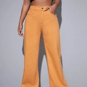 Orange wide leg jeans